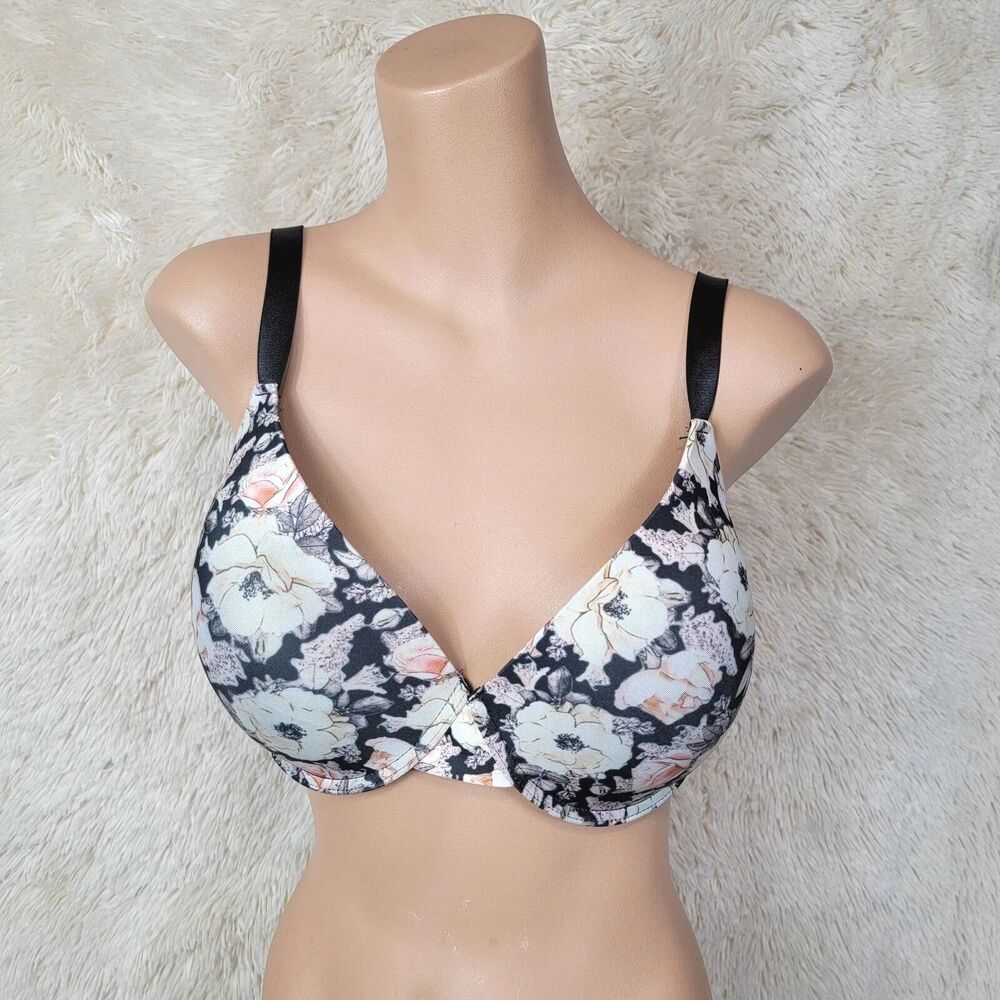 Isaac Mizrahi New York Size 40DD Bra Black White Floral Underwire Padded G